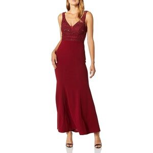 Speechless Sequin Bodice Full-Length Trumpet Prom Dress Burgundy Juniors Size 7